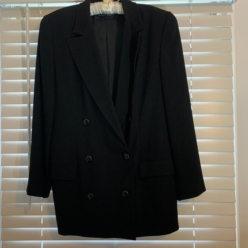 Classic black double breasted jacket by Ellen Tracy (Linda Allard)